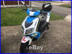 WK Wasp 125cc Scooter in Blue and White, MOTd, Garaged, with Top Box. 14 Plate