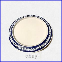 Wedgewood Style Jasperware Covered Cake/Cheese Plate Cobalt Blue & White