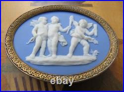Wedgwood Blue Jasper Ware Sacrifice to Hymen Plaque Cameo Brass Frame (c. 1800)