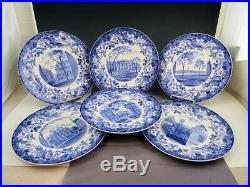 Wedgwood Blue & White Harvard University 10 1/2 Dinner Plates Set of Six