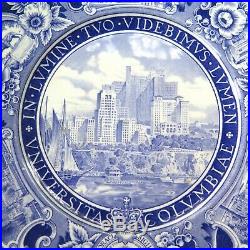 Wedgwood Columbia College Dinner Plates Blue White Transferware Set of 9 1930's
