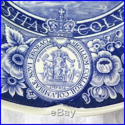 Wedgwood Columbia College Dinner Plates Blue White Transferware Set of 9 1930's