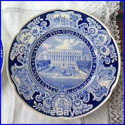 Wedgwood Columbia College Dinner Plates Blue White Transferware Set of 9 1930's