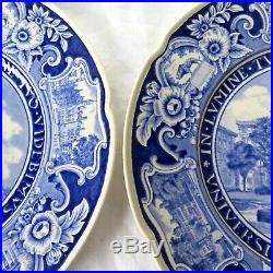 Wedgwood Columbia College Dinner Plates Blue White Transferware Set of 9 1930's