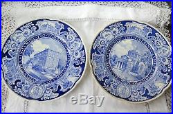 Wedgwood Columbia College Dinner Plates Blue White Transferware Set of 9 1930's