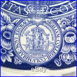 Wedgwood Columbia College Dinner Plates Blue White Transferware Set of 9 1930's