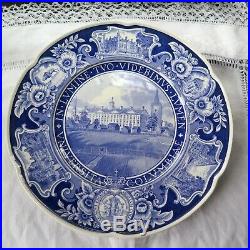 Wedgwood Columbia College Dinner Plates Blue White Transferware Set of 9 1930's