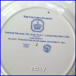 Wedgwood Columbia College Dinner Plates Blue White Transferware Set of 9 1930's