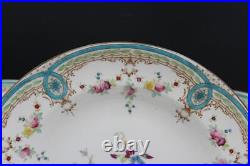 Wedgwood English Porcelain Set of 10 Dinner Plates Floral & Blue Enamel X9498