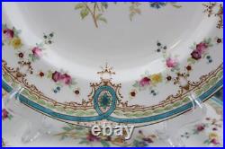 Wedgwood English Porcelain Set of 10 Dinner Plates Floral & Blue Enamel X9498