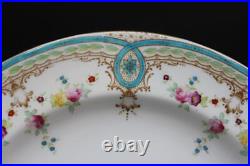 Wedgwood English Porcelain Set of 10 Dinner Plates Floral & Blue Enamel X9498