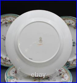 Wedgwood English Porcelain Set of 10 Dinner Plates Floral & Blue Enamel X9498