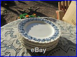 Wedgwood Etruria Barlaston Emboss Queens Ware Blue White 6 Dinner Plate 10 1/8