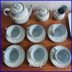 Wedgwood Etruria Queenswear Tea Party Set Light Blue x White Antique 1930-1989