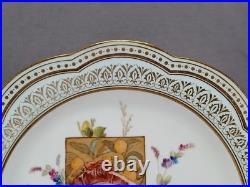 Wedgwood Hand Painted Girl in Pink Hat Yellow Roses Blue & Gold 9 1/8 Inch Plate