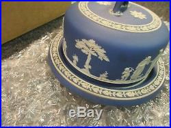 Wedgwood Jasperware Keeper Cheese Dessert Dome Plate Cake Dish Covered Blue 1866