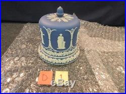 Wedgwood Jasperware Saver Keeper Dessert Dome Plate Cake Dish Covered Blue LId