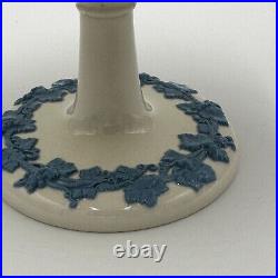 Wedgwood Queensware Blue on Cream Pedestal Round Compote Embossed Dish Plate