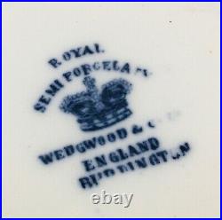 Wedgwood Royal Burlington blue and white sauce tureen, lid & ladel antique