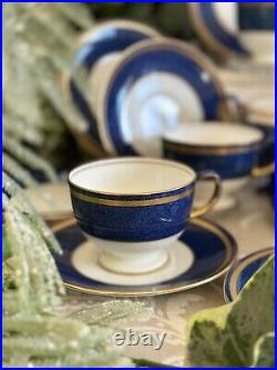 Wedgwood Swinburne Blue x Four Trios Teacups Saucers Cake Tea Plates Jug, Sugar