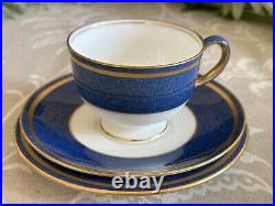 Wedgwood Swinburne Blue x Four Trios Teacups Saucers Cake Tea Plates Jug, Sugar