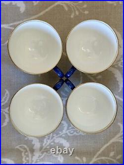 Wedgwood Swinburne Blue x Four Trios Teacups Saucers Cake Tea Plates Jug, Sugar
