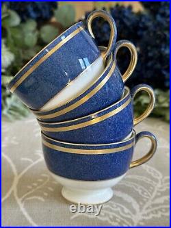Wedgwood Swinburne Blue x Four Trios Teacups Saucers Cake Tea Plates Jug, Sugar