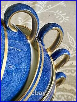 Wedgwood Swinburne Blue x Four Trios Teacups Saucers Cake Tea Plates Jug, Sugar