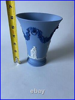 Wedgwood Tri-color Jasper ware Cobalt Blue White Vase Signed Lord Wedgwood 1988