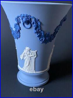 Wedgwood Tri-color Jasper ware Cobalt Blue White Vase Signed Lord Wedgwood 1988