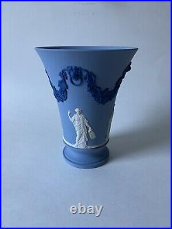 Wedgwood Tri-color Jasper ware Cobalt Blue White Vase Signed Lord Wedgwood 1988