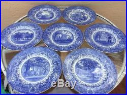 Wedgwood University Of Michigan Set Of 7 Blue & White Plates Nade In England
