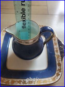 Wedgwood White Hall POWDER Blue Milk water jug pitcher rectangle Plate Set 3993