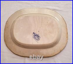 White & Blue Oval Charger Plate Antique Staffordshire Harranted Stone China