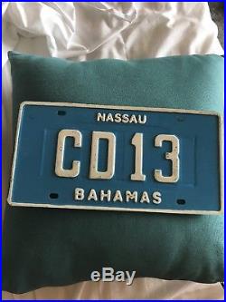 White On Blue Diplomatic Corps CD13 Authentic Nassau Bahamas License Plate RARE