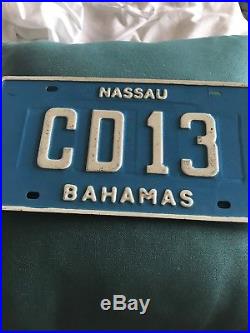 White On Blue Diplomatic Corps CD13 Authentic Nassau Bahamas License Plate RARE