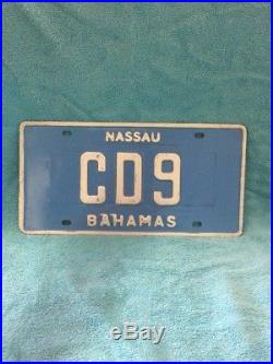 White On Blue Diplomatic Corps CD9 Authentic Nassau Bahamas License Plate RARE