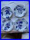 William Sonoma Cobalt Blue and White Porcelain 9in Plates assorted set of 4