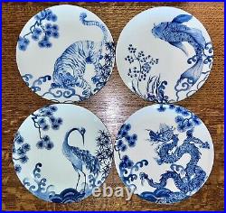 Williams-Sonoma Seoul Korean Table Dinner Plate(s) Set of 4 Blue White Pottery