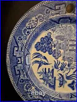 Willow Pattern Blue and White Plate Warmer c1833 1847
