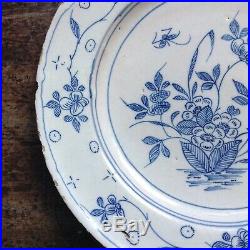 Wincanton or Bristol delft blue & white floral plate with decorators mark