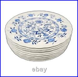 Wood & Sons BLUE FJORD Set/9 Salad Plates EXCELLENT Blue & White Onion