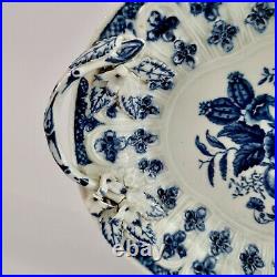 Worcester chestnut basket stand, blue on white pine cone pattern, ca 1770