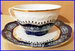 Zsolnay tableware Pompadour, blue white-gold, 22 pieces, 6 sets