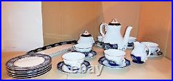 Zsolnay tableware Pompadour, blue white-gold, 22 pieces, 6 sets